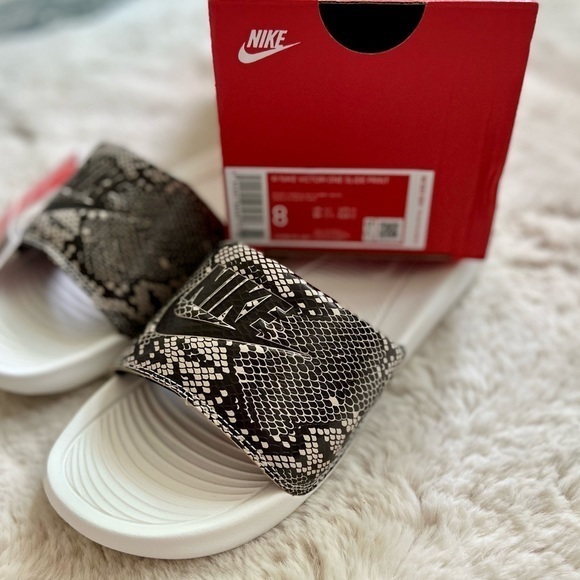 Nike Shoes - Nike NWT Victori One Snake Skin Print Logo Slides 8